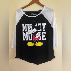 Disney's Mickey Mouse Character 3/4 Sleeve Raglan Tee White Size L